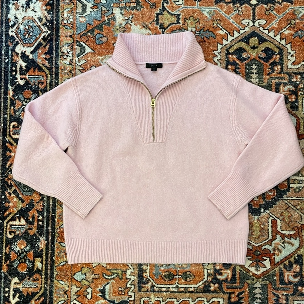 J.Crew Half Zip Collar Sweater Pink | Women’s Size S - Picture 2 of 6